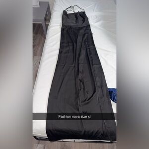 Black Wide Leg Satin maxi dress